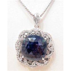 STERLING SILVER BLUE AND WHITE SAPPHIRE PENDANT