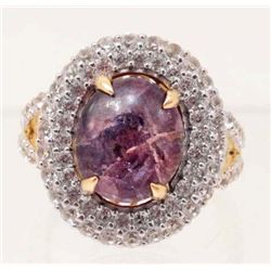 14K GOLD OVER STERLING SILVER RUBY AND SAPPHIRE RING