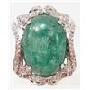 Image 1 : PLATINUM OVER STERLING SILVER EMERALD AND SAPPHIRE RING
