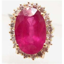 14KT GOLD RUBY AND DIAMOND RING