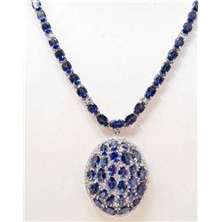 14KT WHITE GOLD TANZANITE AND DIAMOND NECKLACE