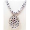 Image 2 : 14KT WHITE GOLD TANZANITE AND DIAMOND NECKLACE