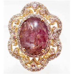 14KT GOLD OVER STERLING SILVER RUBY AND SAPPHIRE RING