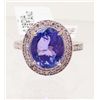 Image 1 : 14KT WHITE GOLD TANZANITE AND DIAMOND RING