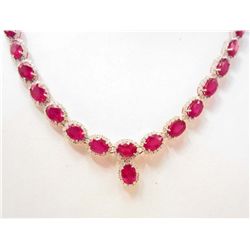 14KT GOLD RUBY AND DIAMOND NECKLACE