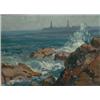 Image 1 : PERRIGARD, Hal Ross, A.R.C.A, 1891-1960.  "Twin Lights on Thatchers' Island"....