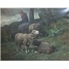 Image 1 : JACQUE, Charles Emile, 1813-1894.  "Shepherdess and Sheep".  Huile sur toile, signée et datée "75...