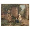 O'NEILL, George Bernard, 1828-1907.  "The Gardner and his Friends".  Huile sur toile, signée.  Éc...