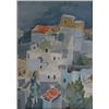 Image 1 : LAUBER, N.  "Houses".  Gouache, signée.  École israelienne.  Gouache, signed....
