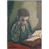 Image 1 : BAND, Max, 1900-1974.  "Young Boy Reading".  Huile sur toile, signée.  École russe....
