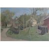 Image 1 : BRENDEKILDE, Jorgen, 1920-    .  "Village View".  Huile sur toile, signée.  École danoise.  Oil o...