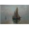 HANNAFORD, Charles, 1865-1955.  "Fishing Boats at Sunset".  Aquarelle, signée.  École anglaise....