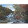 Image 1 : HOLDSTOCK, Alfred Worsley, 1820-1901.  "Fishing near the Waterfalls at Autumn Time".  Huile sur p...
