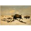 Image 1 : RINDISBACHER, Peter, 1806-1834.  "Hunting the Bison".  Aquarelle, signée, datée "1825" et titrée....