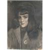 Image 1 : ST. CHARLES, Joseph, A.R.C.A., 1868-1956.  "Portrait de Jeune Fille".  Fusain, signé.  Charcoal,...