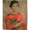 Image 1 : LEFORT, Agnes, 1891-1973.  "A Young Lady holding a Cat".  Huile sur toile, signée et datée "34"....