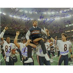 Team Signed 1985 Bears Super Bowl XX Celebration 16x20 Photo with (25) Signatures Including Mike Dit