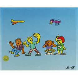 Keith Haring Original "Sesame Street" Hand-Painted Animation Cel (PA LOA)