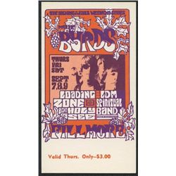 The Byrds #82 Authentic Original 1967 Fillmore West Concert Ticket (Thursday Ticket)