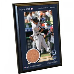 Derek Jeter Moments: 'World Baseball Classic' 5X7 Photo Plaque with Game-Used Yankee Stadium Dirt (M
