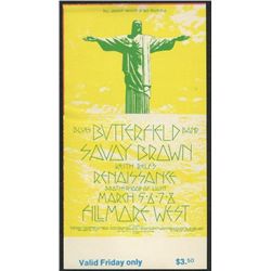 Butterfield Blues Band #221 Authentic Original 1970 Fillmore West Concert Ticket (Friday Ticket)