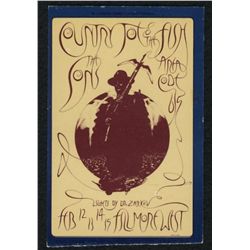 Country Joe Authentic Original 1970 Fillmore West Concert Ticket (Saturday Ticket)