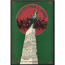 Country Joe & The Fish Authentic Original 1969 Fillmore West Concert Postcard