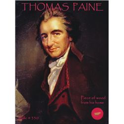 Thomas Paine Relic Photo with Authentic Piece of Wood From His Home