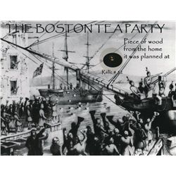 The Boston Tea Party Relic Photo with Authentic Piece of Wood from the home it was planned at