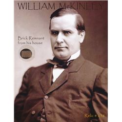 William McKinley Relic Photo with Authentic Brick remnant From His House