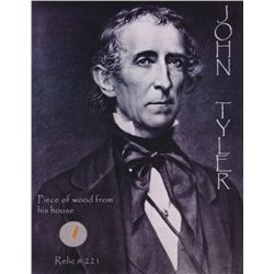 John Tyler Relic Photo with Authentic Piece of Wood From His House