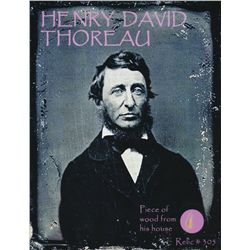 Henry David Thoreau Relic Photo with Authentic Piece of Wood From His House