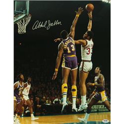 Kareem Abdul Jabbar Signed Bucks 16x20 Photo vs. Wilt Chamberlain (PSA COA)