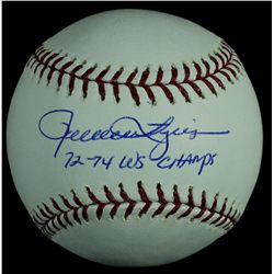 Rollie Fingers Signed OML Baseball Inscribed "72-74 WS Champs" (Schwartz COA)