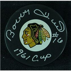 Bobby Hull Signed Blackhawks Logo Hockey Puck Inscribed "1961 Cup" (Schwartz COA)