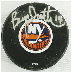 Bryan Trottier Signed Islanders Logo Hockey Puck (JSA COA)