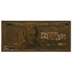 24K Gold Limited Edition US $20 Banknote Bill
