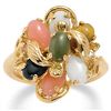 Image 1 : 14k Gold-plated Oval-shaped Multi-gemstone Ring