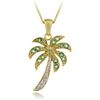 Image 1 : 18k Gold over Silver Emerald and Diamond Palm Tree Neck