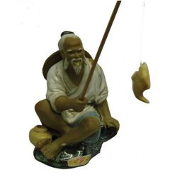 Ceramic Chinese fisherman Figure