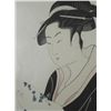 Image 2 : Geisha Portrait Utamaro Style Woodblock Print Framed