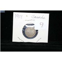 1911 Canadian five cent coin, godless