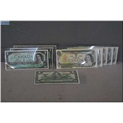 Ten Canadian un-circulated one dollar bills all dated 1973 and number sequentially