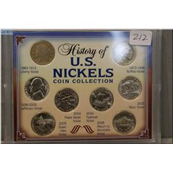 Cased American "History of the US Nickel" coin collection