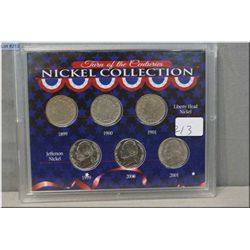 A cased set of American "Turn of the Centuries" nickel collection including 1899-2001 and 1999-2001