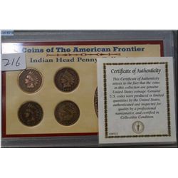 Cased set of American Indian head pennies