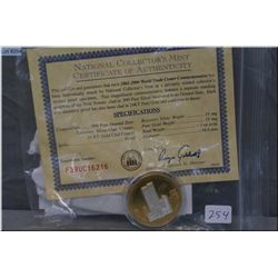 American 5th Anniversary World Trade Center commemorative gold and silver plated proof