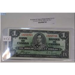 Canadian King George VI one dollar bank note dated 1937