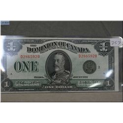 Canadian King George V one dollar bank note dated 1923