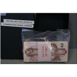 100 Canadian consecutive serial numbered 2 dollar bills dated 1986